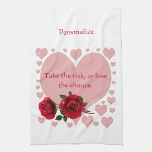Neem de risicoprijs roze hartenrode rozen theedoek