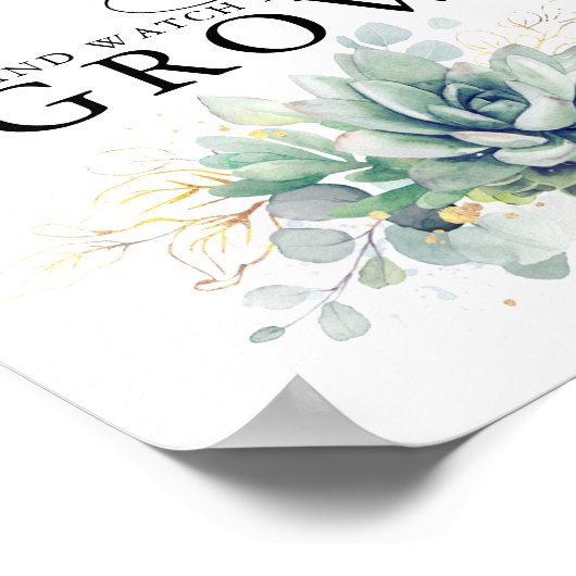 Neem een Baby Succulent - Greenery Baby shower Sig Poster (Hoek)