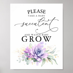 Neem een Baby Succulent - Greenery Baby shower Sig Poster