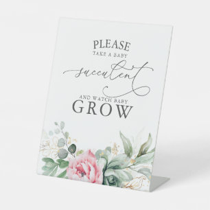 Neem een Baby Succulent - Greenery Baby shower Sig Reclamebord Met Voetstuk