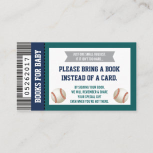 Neem een boek Kaart, sport ticket, Baby shower Informatiekaartje