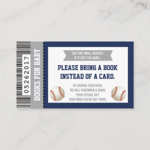 Neem een boek Kaart, sport ticket, Baby shower Informatiekaartje