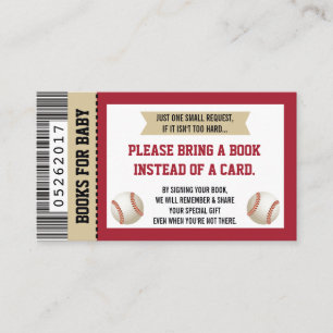 Neem een boek Kaart, sport ticket, Baby shower Informatiekaartje