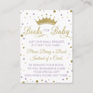 Neem een boek mee Kaart, prinses, Baby shower Informatiekaartje