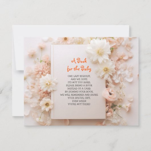 NEEM EEN BOEK Peach Pink Baby shower Kaart (Voorkant)
