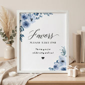 Neem een Boho Dusty Blue Floral. Poster