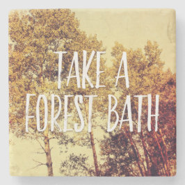 Neem een bosbad Northern Birch Trees Art Stenen Onderzetter