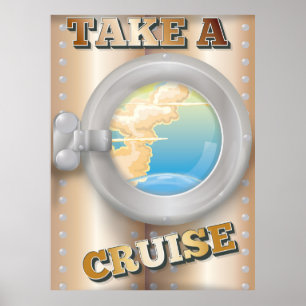 Neem een Cruise-cartoonreisposter Poster