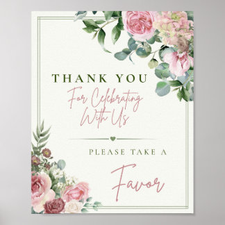 Neem een gunstbord | Stof Roze bloemen Poster