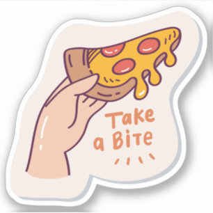 Neem een hapje pizza fun Custom-Cut Vinyl Sticker