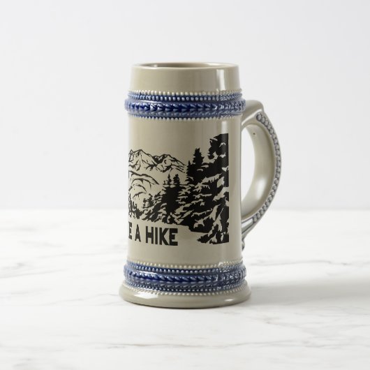 Neem een Hike quote monochrome berglandschap Bierpul (Voorkant rechts)