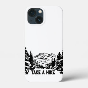 Neem een Hike quote monochrome berglandschap iPhone 13 Mini Hoesje