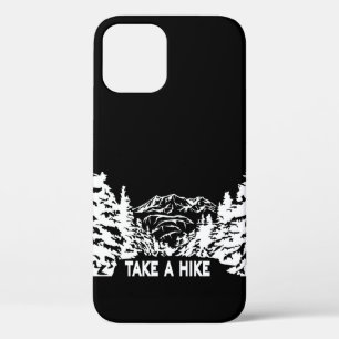 Neem een Hike quote monochrome berglandschap iPhone 12 Pro Hoesje