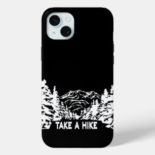 Neem een Hike quote monochrome berglandschap iPhone 15 Mini Hoesje