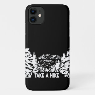 Neem een Hike quote monochrome berglandschap iPhone 11 Hoesje