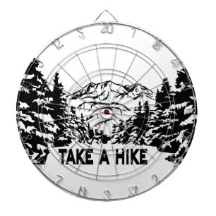 Neem een Hike quote monochrome berglandschap Dartbord