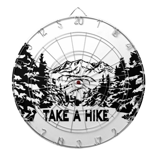 Neem een Hike quote monochrome berglandschap Dartbord (Voorkant)