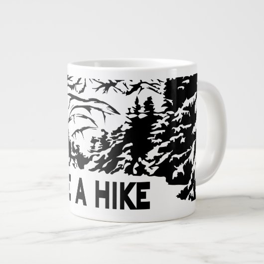 Neem een Hike quote monochrome berglandschap Extra Grote Beker (Voorkant rechts)