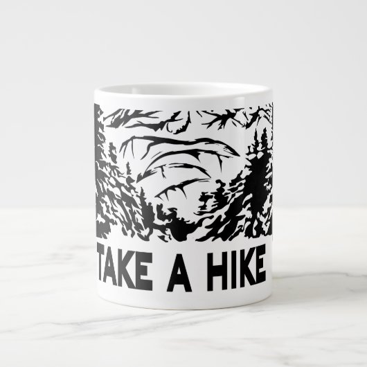 Neem een Hike quote monochrome berglandschap Extra Grote Beker (Voorkant)