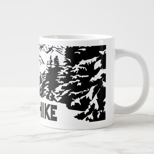 Neem een Hike quote monochrome berglandschap Extra Grote Beker (Rechts)