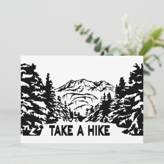 Neem een Hike quote monochrome berglandschap Feestdagenkaart (Staand voorkant)