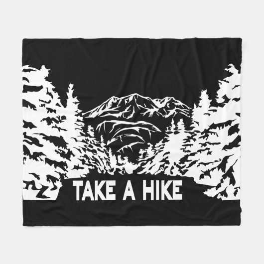 Neem een Hike quote monochrome berglandschap Fleece Deken (Voorkant (Horizontaal))