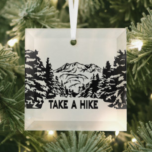 Neem een Hike quote monochrome berglandschap Glas Ornament
