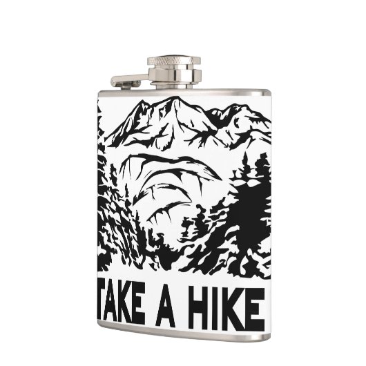 Neem een Hike quote monochrome berglandschap Heupfles (Links)