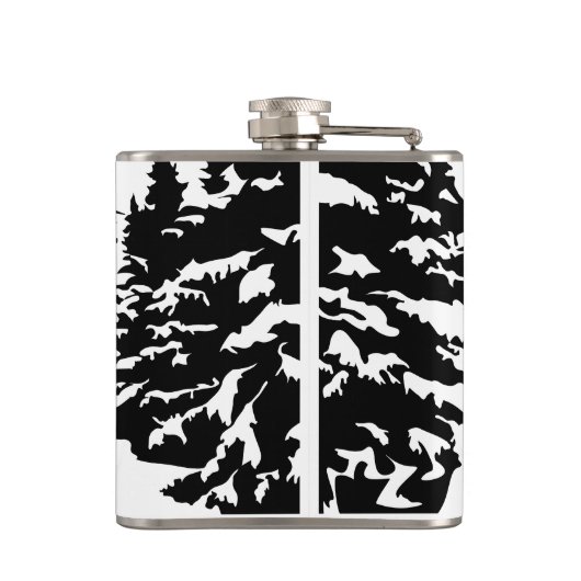 Neem een Hike quote monochrome berglandschap Heupfles (Achterkant)