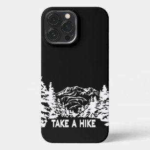 Neem een Hike quote monochrome berglandschap iPhone 13 Pro Max Hoesje
