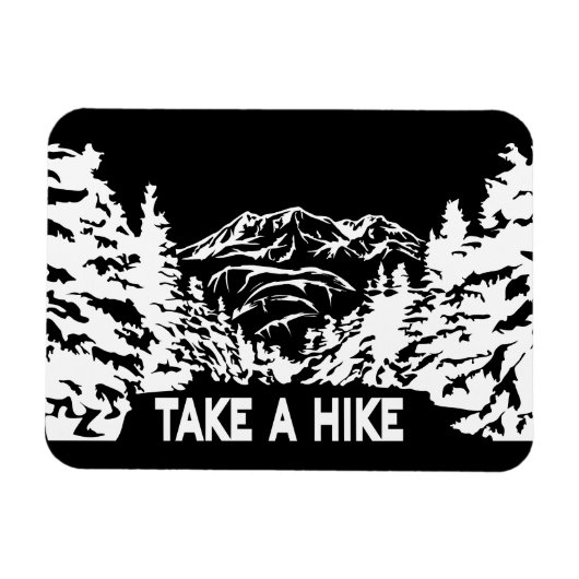 Neem een Hike quote monochrome berglandschap Magneet (Horizontaal)