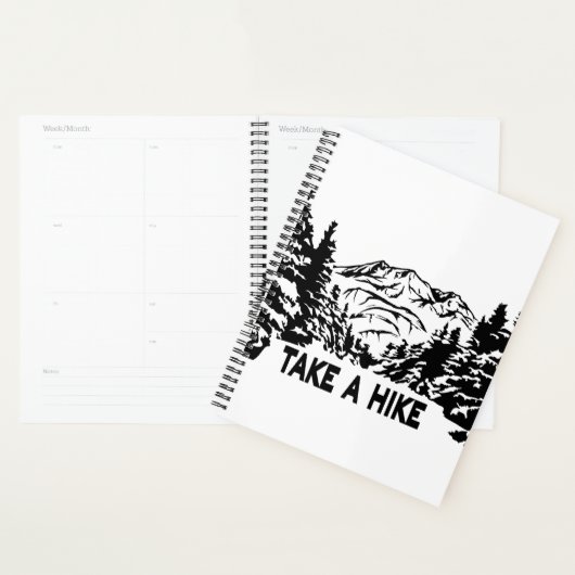 Neem een Hike quote monochrome berglandschap Planner (Display)