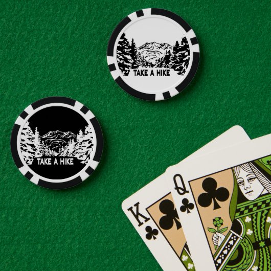 Neem een Hike quote monochrome berglandschap Poker Chips (Pokertafel (Dubbel))