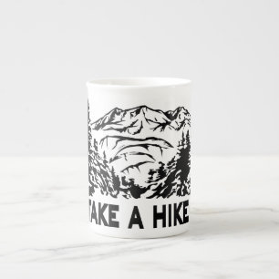Neem een Hike quote monochrome berglandschap Porselein Kop