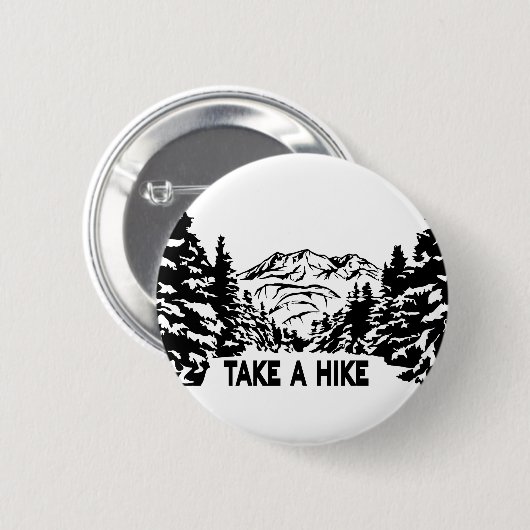 Neem een Hike quote monochrome berglandschap Ronde Button 5,7 Cm (Voorkant /achterkant)