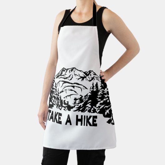 Neem een Hike quote monochrome berglandschap Schort (Insitu)