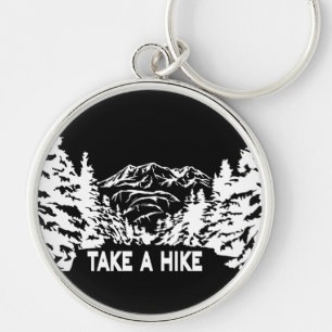 Neem een Hike quote monochrome berglandschap Sleutelhanger