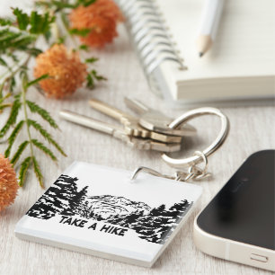 Neem een Hike quote monochrome berglandschap Sleutelhanger