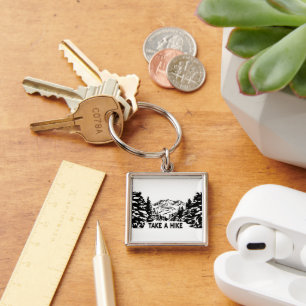 Neem een Hike quote monochrome berglandschap Sleutelhanger
