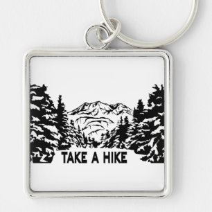 Neem een Hike quote monochrome berglandschap Sleutelhanger