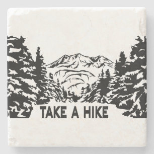 Neem een Hike quote monochrome berglandschap Stenen Onderzetter