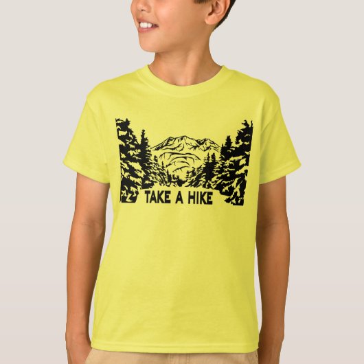 Neem een Hike quote monochrome berglandschap T-shirt (Voorkant)