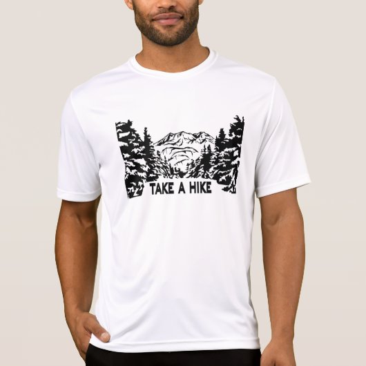 Neem een Hike quote monochrome berglandschap T-shirt (Voorkant)