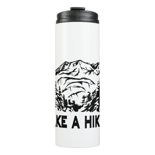 Neem een Hike quote monochrome berglandschap Thermosbeker (Voorkant)
