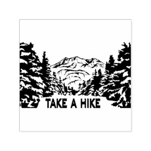 Neem een Hike quote monochrome berglandschap Zelfinktende Stempel