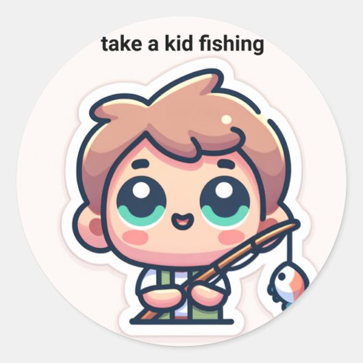 Neem een kind vissen ronde sticker (Voorkant)