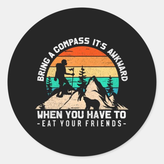 Neem een kompas die je vrienden kan eten ronde sticker (Voorkant)