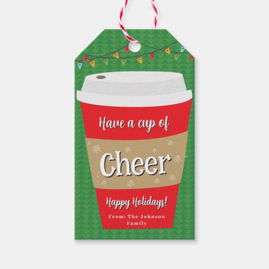 Neem een kopje Cheer Coffee Gift Label Cadeaulabel (Voorkant)