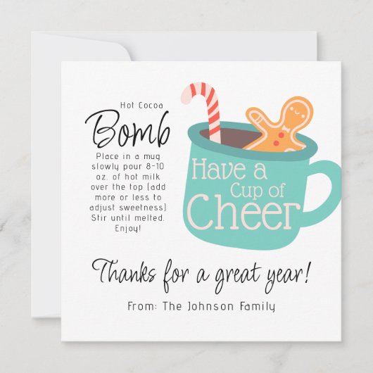 Neem een kopje Cheer Hot Cocoa Dank u kaart (Voorkant)