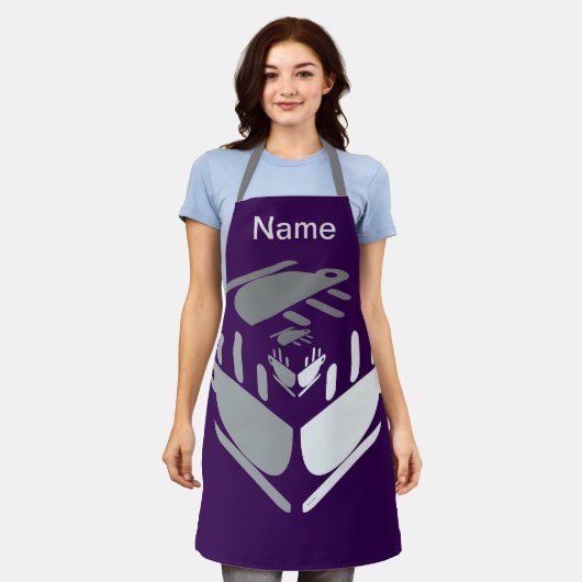 Neem een kopje Java Personalize Paarse Schort (Gedragen)